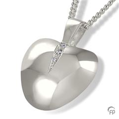 Assieraad zilver gebroken hart met steentjes